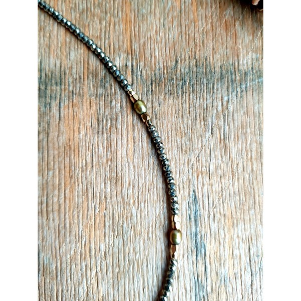 Hanka IN kaklo papuošalas "Choker" su piritu ir perlais